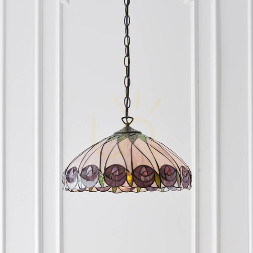 Kontrollera Tiffany taklampa Interiors Hutchinson multicolor glas Ø40 cm