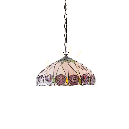 Kontrollera Tiffany taklampa Interiors Hutchinson multicolor glas Ø40 cm