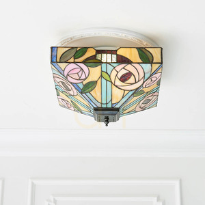 Plafond Interiors Willow Tiffany Multicolor 2xE27 Glas & Stål 35 cm 70699 small 2