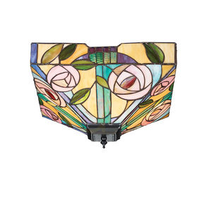 Plafond Interiors Willow Tiffany Multicolor 2xE27 Glas & Stål 35 cm 70699 small 0