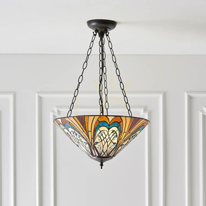 Tiffany taklampa Interiors Hector Multicolor 3-ljus E27 40 cm small 2