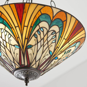 Tiffany taklampa Interiors Hector Multicolor 3-ljus E27 40 cm small 4