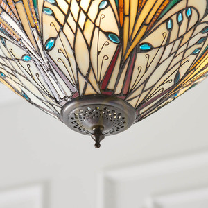 Tiffany taklampa Interiors Hector Multicolor 3-ljus E27 40 cm small 6