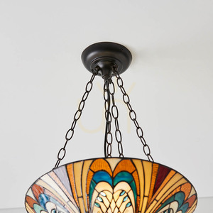 Tiffany taklampa Interiors Hector Multicolor 3-ljus E27 40 cm small 7