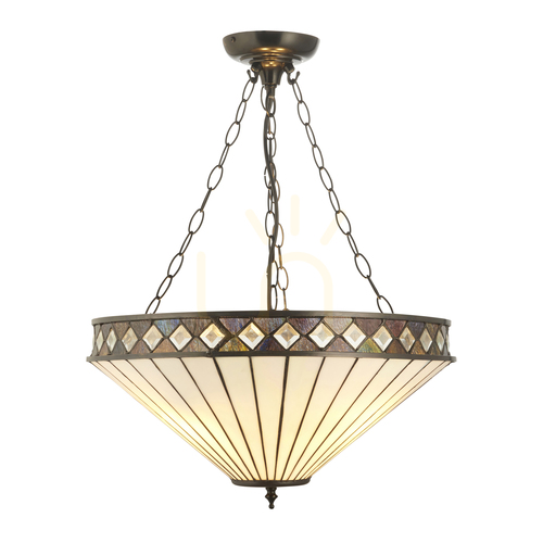 Kontrollera Tiffany taklampa Interiors Fargo flerfärgad 3-ljus E27 50 cm 111871