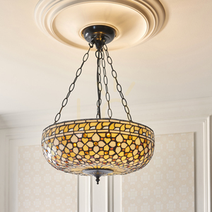 Tiffany taklampa Interiors Multicolor glas stål 3 ljuskällor E27 45 cm 111882 small 2