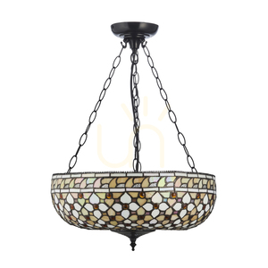 Tiffany taklampa Interiors Multicolor glas stål 3 ljuskällor E27 45 cm 111882 small 6