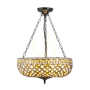Tiffany taklampa Interiors Multicolor glas stål 3 ljuskällor E27 45 cm 111882 small 0