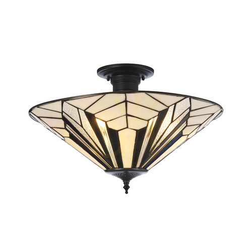 Kontrollera Plafond Interiors Astoria Tiffany flerfärgad 3-ljus E27 48 cm