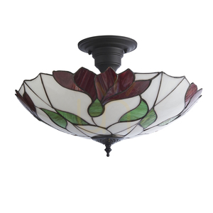Taklampa Interiors Botanica Tiffany flerfärgad E27 Ø45 cm 3 ljusglas taklampa small 1