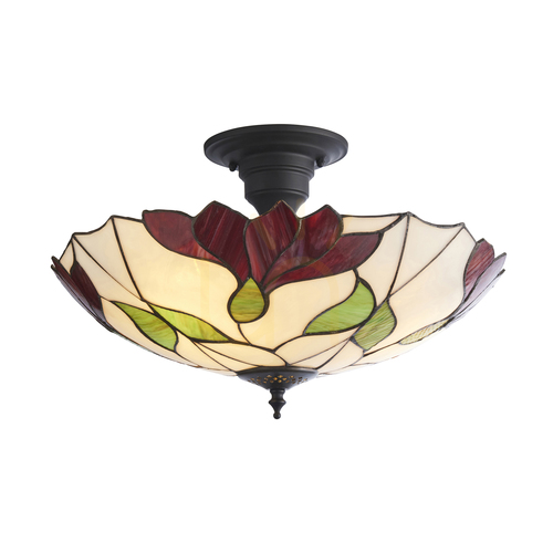Kontrollera Taklampa Interiors Botanica Tiffany flerfärgad E27 Ø45 cm 3 ljusglas taklampa
