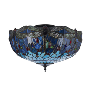 Taklampa Dragonfly Tiffany blå 3-ljus Interiors 111899 small 6