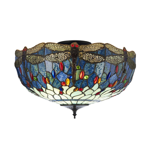 Taklampa Dragonfly Tiffany blå 3-ljus Interiors 111899 small 0