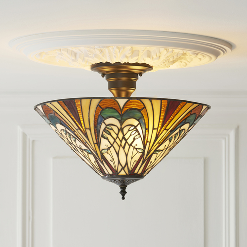 Kontrollera Taklampa Interiors Hector Tiffany flerfärgad 40 cm E27 111905