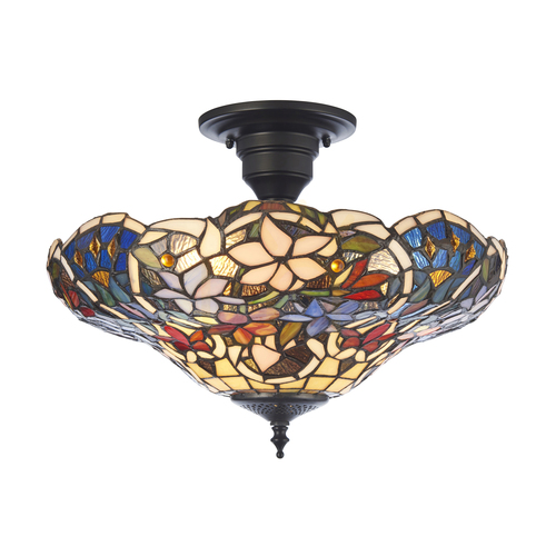 Kontrollera Taklampa Tiffany flerfärgad 3-ljus E27 40 cm Interiors 111915