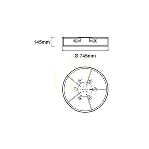 Plafond Zalindro Open Design Highlights vit krom svart 6 ljuspunkter 745 mm E27 small 2