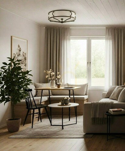 Kontrollera Plafond Open Design Highlights Stesso vit 4-ljus E27 metall tyg 589 mm
