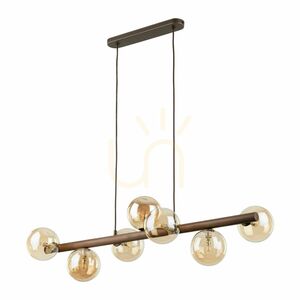 Estera trä- och valnötsfärgad hänglampa i bärnstensfärg, 7 x G9 small 0
