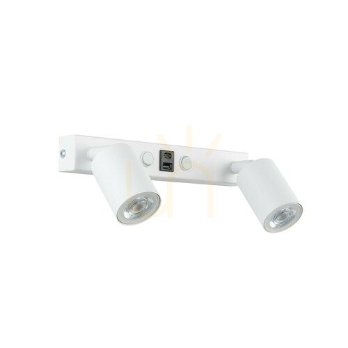Kontrollera Nex vit vägglampa 2 XGU10 / USB