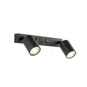 Nex svart vägglampa 2 XGU10 / USB small 3