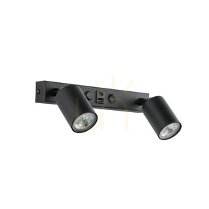 Nex svart vägglampa 2 XGU10 / USB small 0