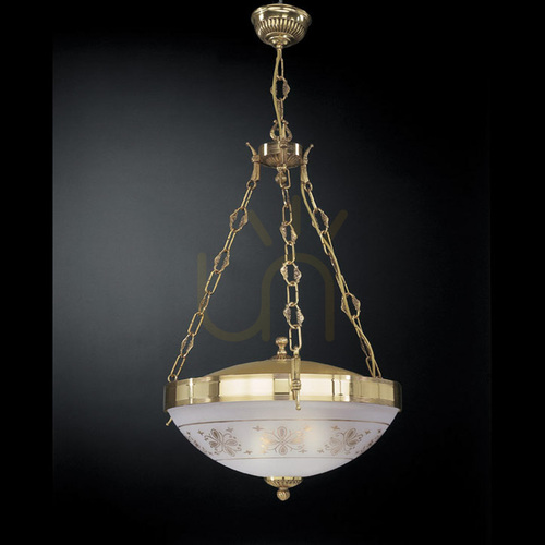 Kontrollera Italux taklampa 3-ljus E27 glas mässing gyllene L.6112/3