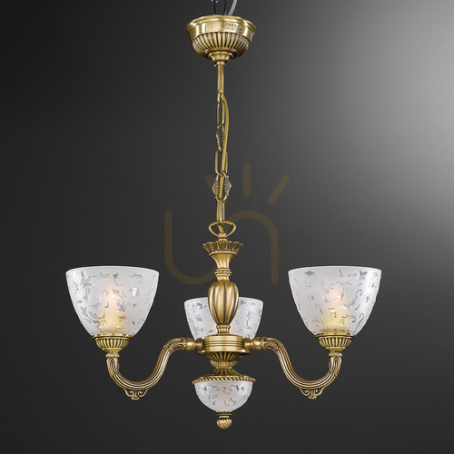 Kontrollera Italux Pendellampa 3 ljus Glas Mässing Vetro Oriente L.6252/3