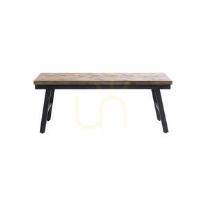 Bänk Bazar Bizar Herringbone natur 110 cm teakträ och svart järn small 0