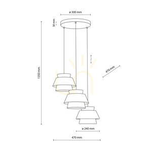 Kalum Wood taklampa, 3 Xe27, cirkel small 7