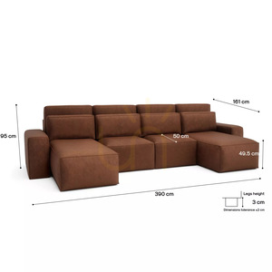 JORDAAN hörnsoffbädd – U-formad – tegelröd från City Sofa small 5