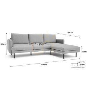 BRERA hörnsoffa med 4 sittplatser – Gray City Sofa small 4