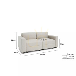 GRACIA modulär tvåsitssoffa – krämbeige City-soffa small 4