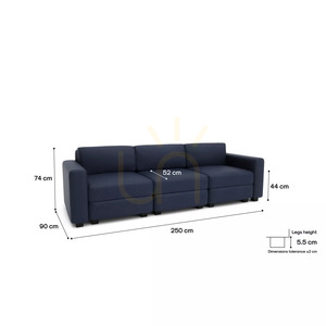 GRACIA modulär 3-sitssoffa – Mörkblå City-soffa small 4