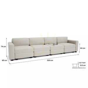 GRACIA modulär 4-sitssoffa – krämbeige City-soffa small 4