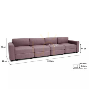 GRACIA modulär 4-sitssoffa – dämpad rosa från City Sofa small 4