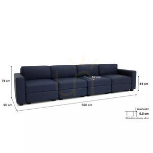 GRACIA modulär 4-sitssoffa – Mörkblå City-soffa small 4