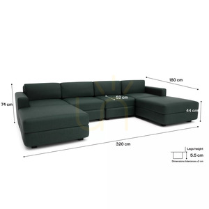 GRACIA modulsoffa – U-formad, 180 x 320 x 180 cm – Green City Sofa small 4