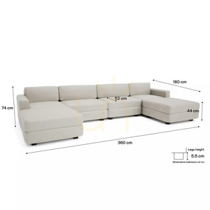 GRACIA modulsoffa – U-formad, 180 x 360 x 180 cm – krämbeige City Sofa small 4
