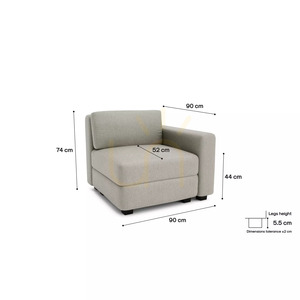 GRACIA modulsoffa – Ändmodul – Beige-grå City-soffa small 4