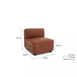 GRACIA modulsoffa – Enkelmodul – Terrakottafärg från City Sofa small 4