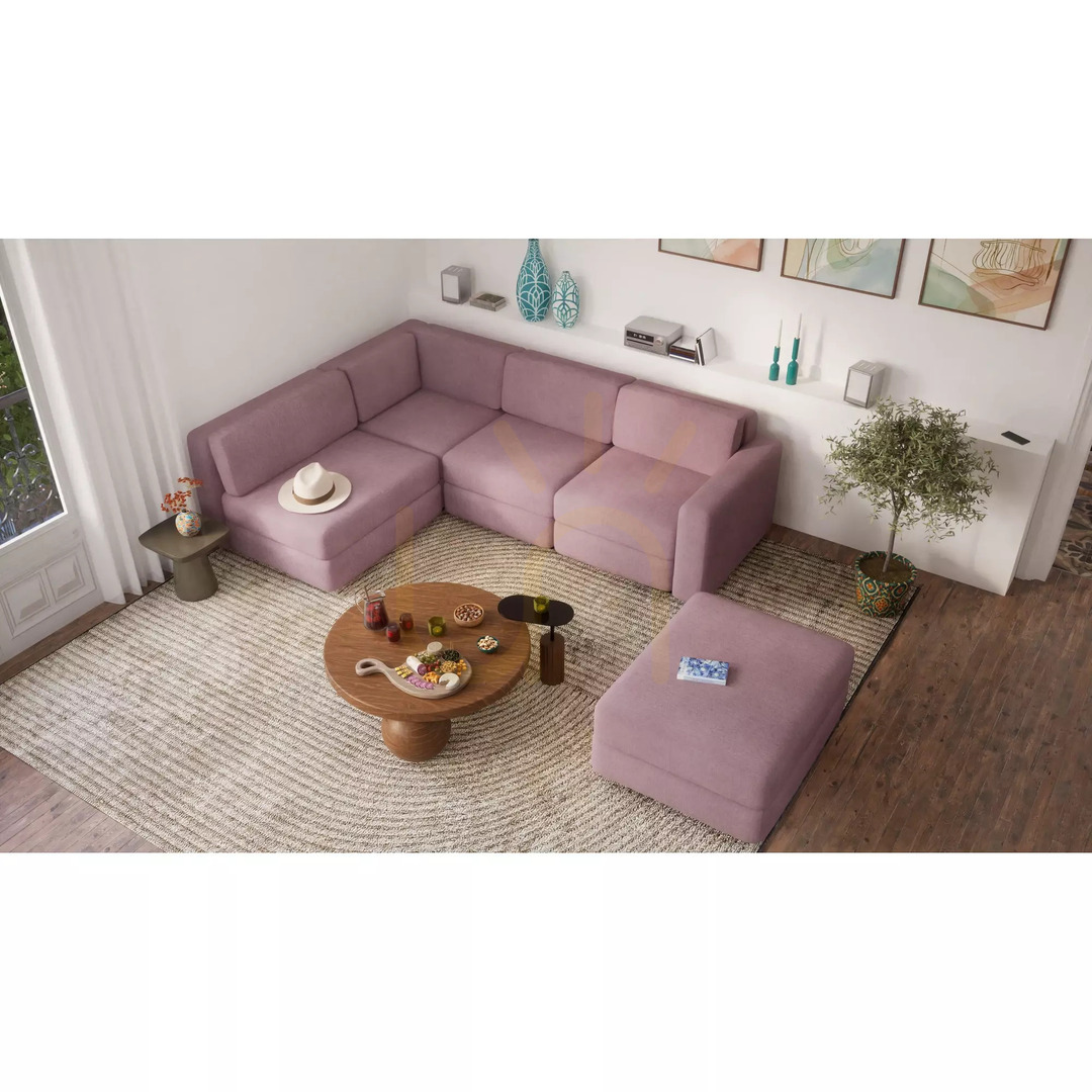 Utsikt GRACIA modulsoffa – Stor enskild modul – Dämpad rosa färg från City Sofa GRACIA modulsoffa – Stor enskild modul – Dämpad rosa färg från City Sofa