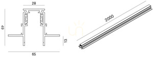 GBIN20 Slim magnetisk skena, 2 m, vit, Gea Luce small 1