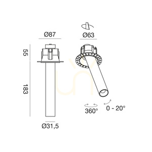 Gea Luce GFA1697 riktbar infälld spotlight utan synlig ram, satinsvart, LED 8 W 3000 K small 1