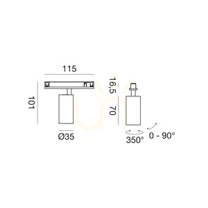 Gea Luce GFA1790 satängvit magnetisk skenspotlight LED 6W 3000K 48V small 1