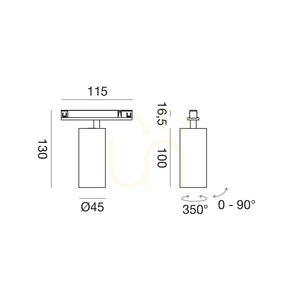 Gea Luce GFA1815 champagnefärgad LED-strålkastare för skena 10 W 48 V small 1