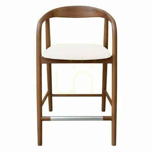 Nova Nook UDVIKA STOOL 2.0 barstol i teak, valnötsfärgad/krämfärgad, sitthöjd 65 cm small 1