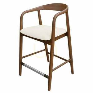Nova Nook UDVIKA STOOL 2.0 barstol i teak, valnötsfärgad/krämfärgad, sitthöjd 65 cm small 0
