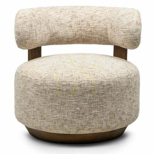 Kontrollera MARABELL fåtölj, rundade former, beige-grå/Nova Nook valnöt