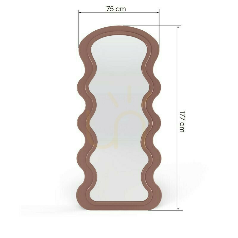 Kontrollera SELLEG Dekorativ väggspegel i träram, 177 x 75 cm, vågig, organisk form, färg: mocha mousse från Nova Nook SELLEG Dekorativ väggspegel i träram, 177 x 75 cm, vågig, organisk form, färg: mocha mousse från Nova Nook