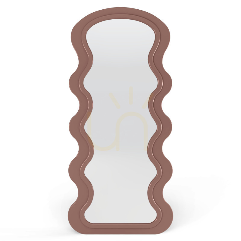 Kontrollera SELLEG Dekorativ väggspegel i träram, 177 x 75 cm, vågig, organisk form, färg: mocha mousse från Nova Nook SELLEG Dekorativ väggspegel i träram, 177 x 75 cm, vågig, organisk form, färg: mocha mousse från Nova Nook